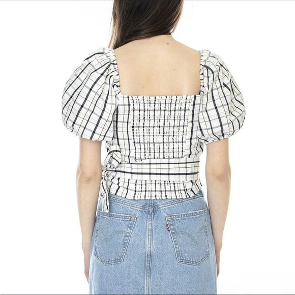 Levi’s Vera Puff Sleeve Blouse Large Farmhouse Coquette Peasant Sally Plaid Boho - Picture 3 of 8